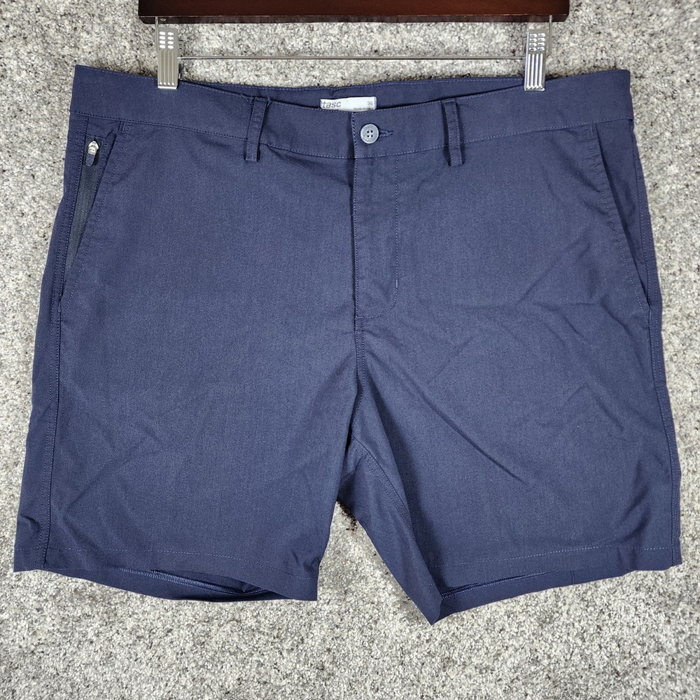 tasc Performance Shorts Mens 36 Tailored Fit Bamboo Blend Navy Blue Excellent